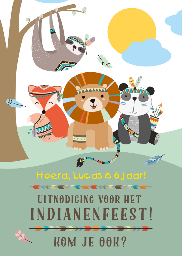 Indianen kinderfeestje uitnodiging - Kinderfeestjes Kinderfeestjes - Indianen kinderfeestje uitnodiging