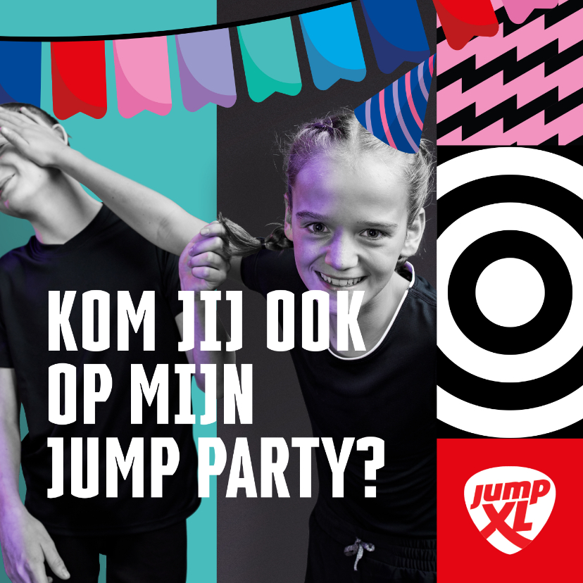 Jump XL kinderfeest uitnodiging Jongen/Meisje - Kinderfeestjes Kinderfeestjes - Jump XL kinderfeest uitnodiging Jongen/Meisje