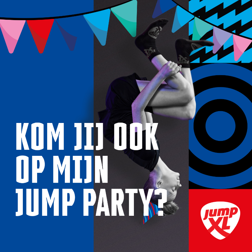 Jump XL kinderfeest uitnodiging Jongen - Kinderfeestjes Kinderfeestjes - Jump XL kinderfeest uitnodiging Jongen