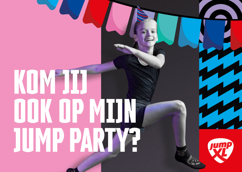 Jump XL kinderfeest uitnodiging Meisje - Kinderfeestjes Kinderfeestjes - Jump XL kinderfeest uitnodiging Meisje