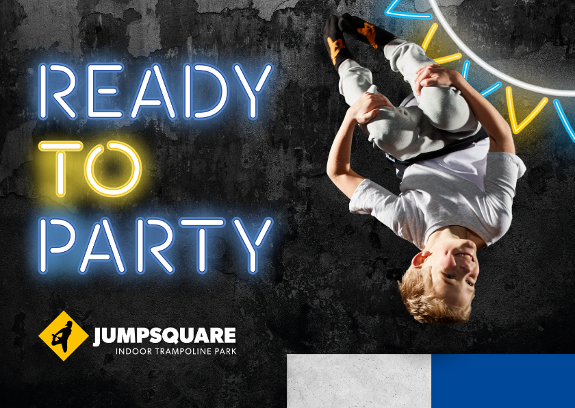 Jumpsquare kinderfeest uitnodiging jongen - Kinderfeestjes Kinderfeestjes - Jumpsquare kinderfeest uitnodiging jongen