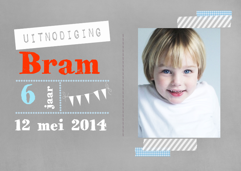 Kaart Uitnodiging slinger - Kinderfeestjes Kinderfeestjes - Kaart Uitnodiging slinger