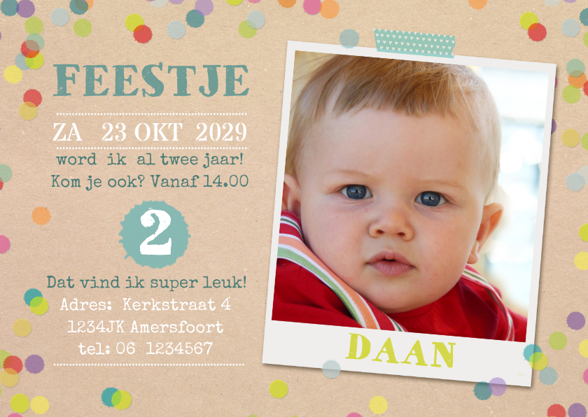 Kinderfeestjes - Karton look met confetti