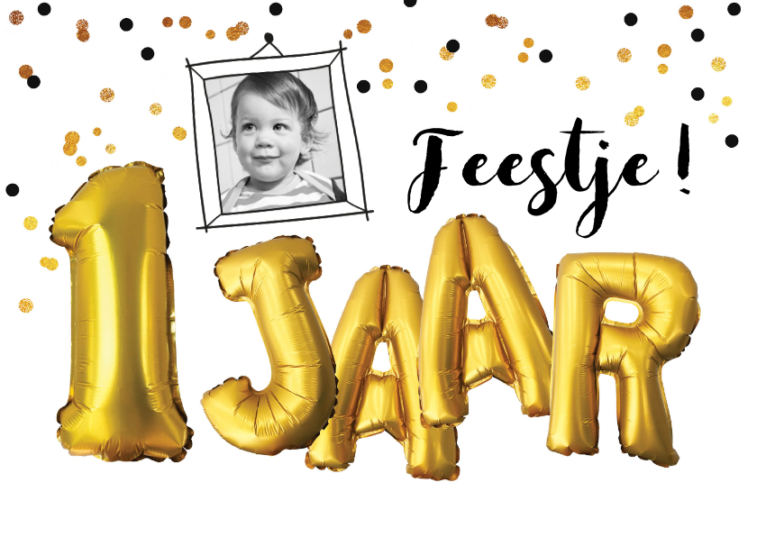 Kinderfeestje 1 jaar confetti en tekst ballonnen goud - Kinderfeestjes Kinderfeestjes - Kinderfeestje 1 jaar confetti en tekst ballonnen goud