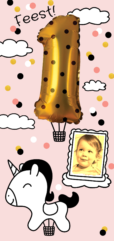 Kinderfeestje 1 jaar goud unicorn luchtballon - Kinderfeestjes Kinderfeestjes - Kinderfeestje 1 jaar goud unicorn luchtballon