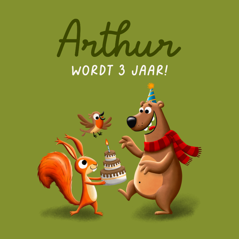 Kinderfeestjes - Kinderfeestje bosdieren op een aanpasbare achtergrond