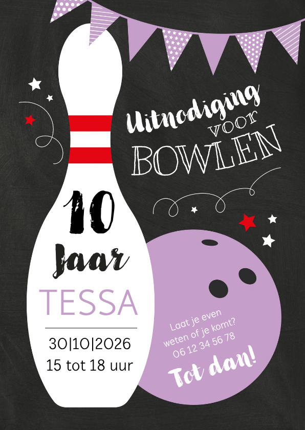Kinderfeestjes - Kinderfeestje bowlen paarse bal