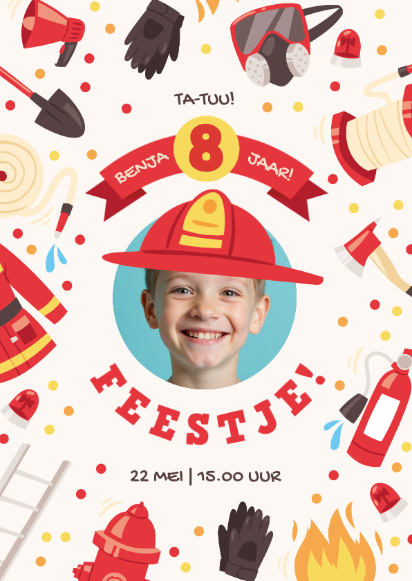 Kinderfeestjes - Kinderfeestje brandweer thema met foto en confetti