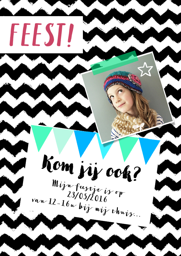 Kinderfeestje chevron dessin met foto - Kinderfeestjes Kinderfeestjes - Kinderfeestje chevron dessin met foto