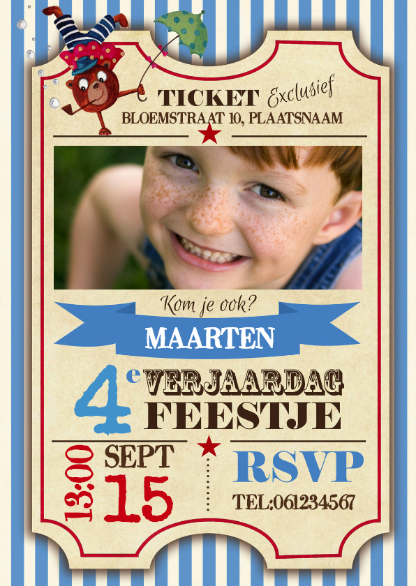 Kinderfeestje Circus Ticket feestje - Kinderfeestjes Kinderfeestjes - Kinderfeestje Circus Ticket feestje