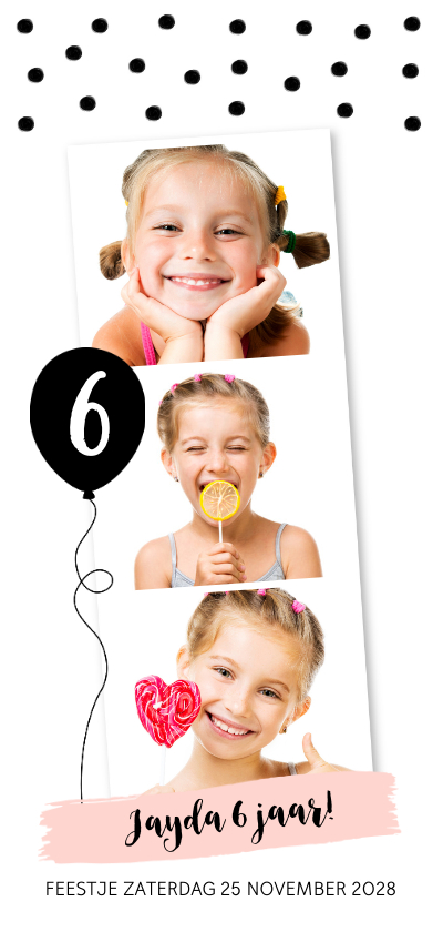 Kinderfeestjes - Kinderfeestje confetti ballon fotocollage langwerpig
