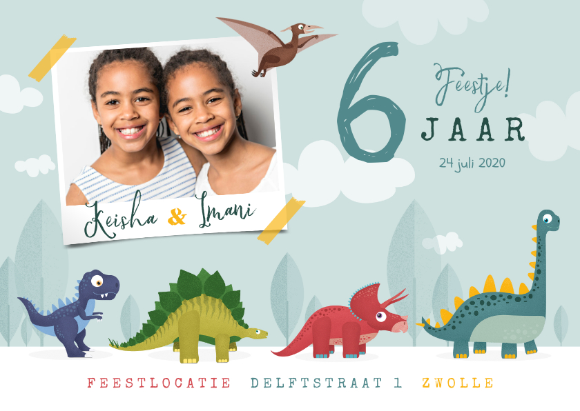 Kinderfeestjes - Kinderfeestje dinosaurussen feestje vrolijk foto tweeling