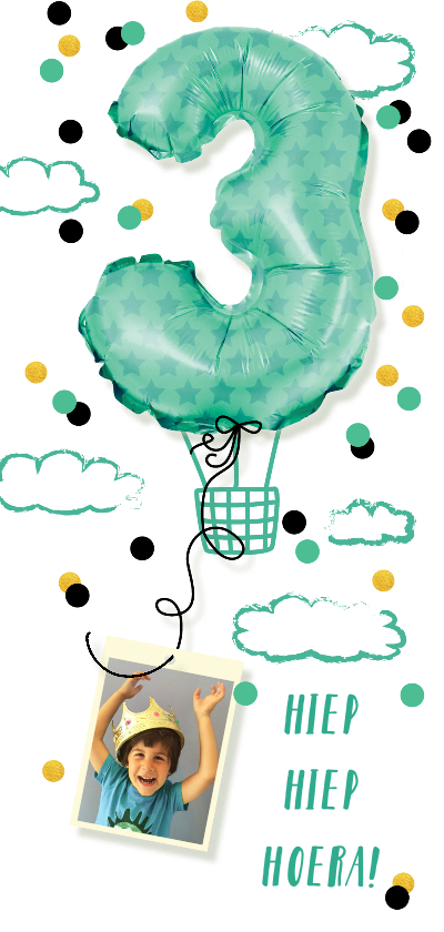 Kinderfeestjes - Kinderfeestje  drie jaar jongen luchtballon confetti