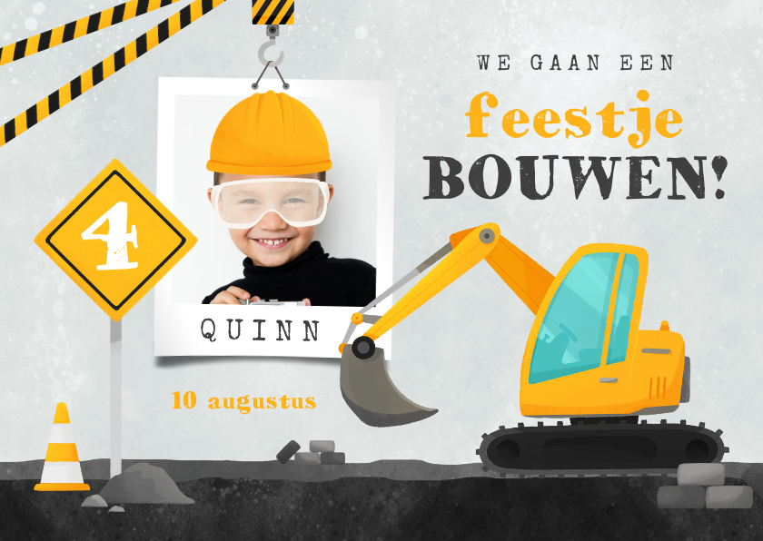 Kinderfeestjes - Kinderfeestje feestje stoer bouwvoertuigen foto bouw