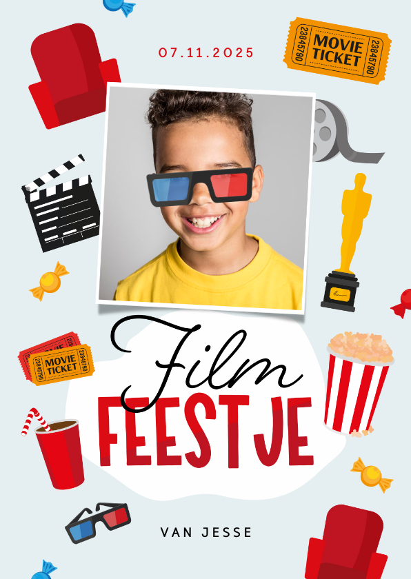 Kinderfeestjes - Kinderfeestje filmfeestje bioscoop popcorn 3d bril foto