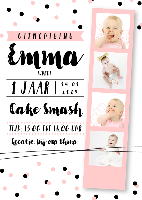 Kinderfeestje fotostrip cake smash roze - Kinderfeestjes Kinderfeestjes - Kinderfeestje fotostrip cake smash roze