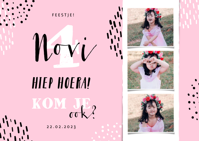 Kinderfeestje fotostrip met confetti aanpasbaar - Kinderfeestjes Kinderfeestjes - Kinderfeestje fotostrip met confetti aanpasbaar