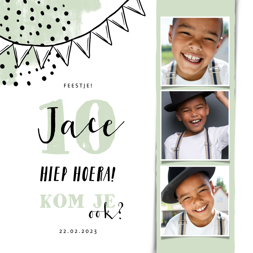 Kinderfeestje fotostrip met vlaggen en confetti - Kinderfeestjes Kinderfeestjes - Kinderfeestje fotostrip met vlaggen en confetti