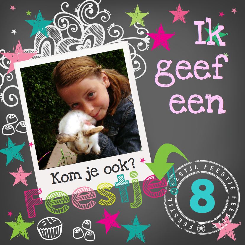 Kinderfeestje gezellig Krijtbordkaart - Kinderfeestjes Kinderfeestjes - Kinderfeestje gezellig Krijtbordkaart