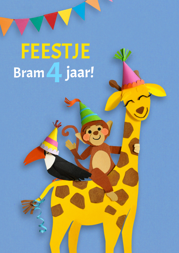 Kinderfeestjes - Kinderfeestje giraffe aap en toekan