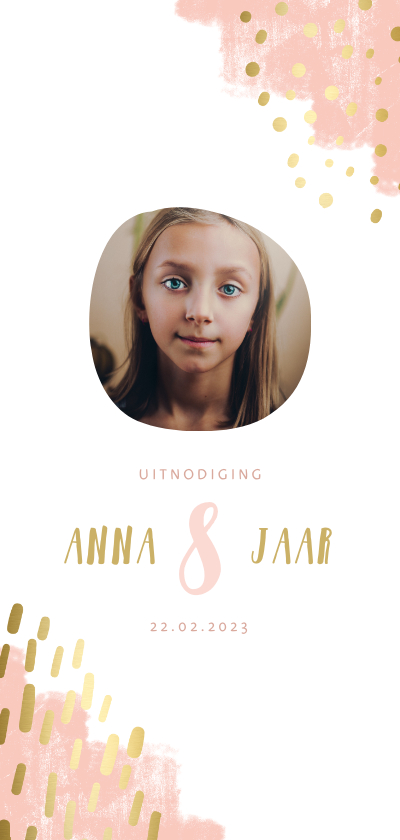 Kinderfeestje goudlook verfstrepen aanpasbaar met foto - Kinderfeestjes Kinderfeestjes - Kinderfeestje goudlook verfstrepen aanpasbaar met foto