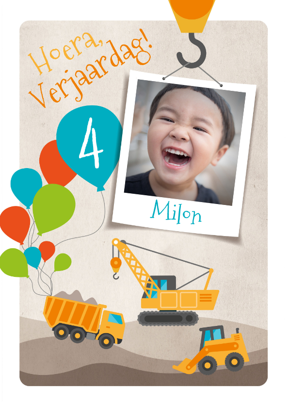 Kinderfeestje graafmachine uitnodiging - Kinderfeestjes Kinderfeestjes - Kinderfeestje graafmachine uitnodiging