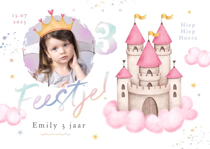 Kinderfeestjes - Kinderfeestje holografisch prinsessen kasteel foto sterren