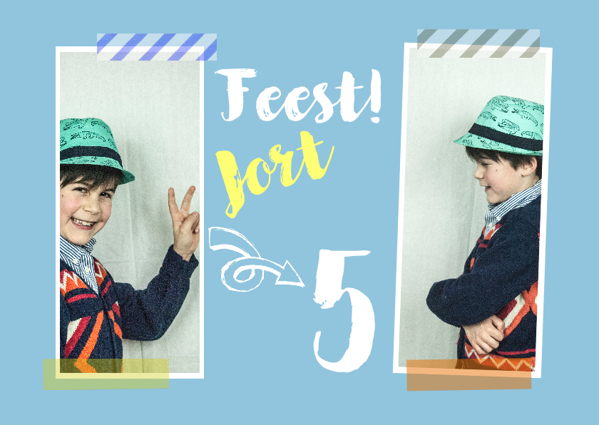 Kinderfeestje jongen fotokaart kleur aanpasbaar - Kinderfeestjes Kinderfeestjes - Kinderfeestje jongen fotokaart kleur aanpasbaar