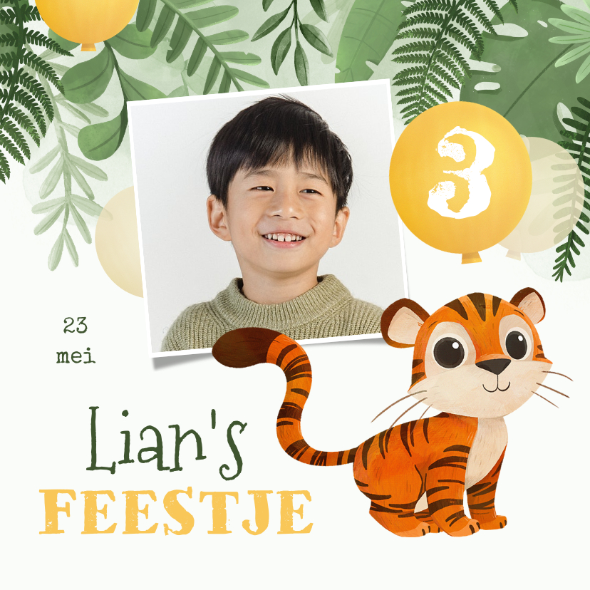 Kinderfeestjes - Kinderfeestje jongen jungle tijger foto ballonnen
