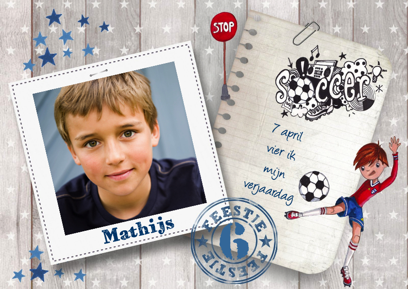 Kinderfeestje Jongen VOETBAL Hout Foto - Kinderfeestjes Kinderfeestjes - Kinderfeestje Jongen VOETBAL Hout Foto
