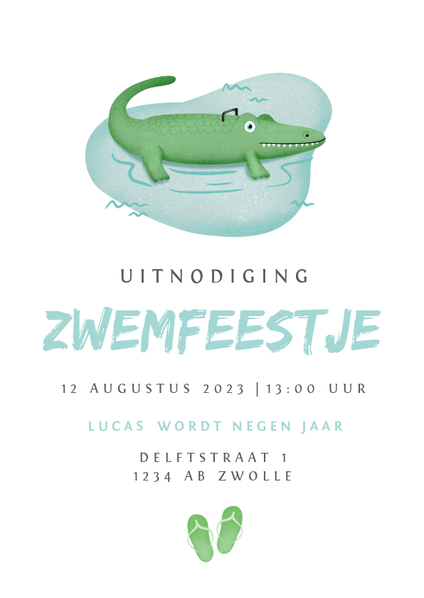 Kinderfeestje jongen zwemfeestje krokodil zomer - Kinderfeestjes Kinderfeestjes - Kinderfeestje jongen zwemfeestje krokodil zomer