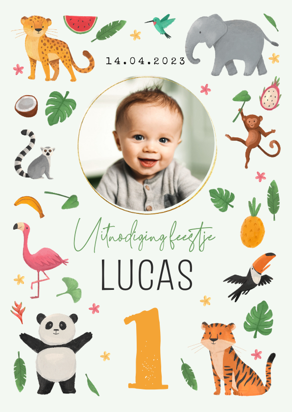 Kinderfeestjes - Kinderfeestje jungle eerste verjaardag dieren hip feest