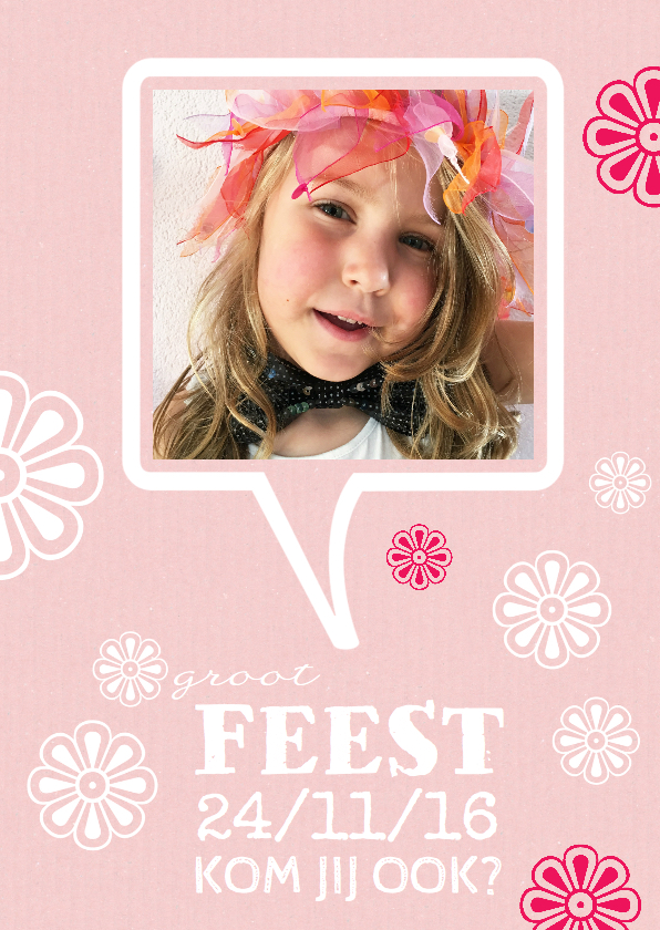 Kinderfeestje kaart bloemen - Kinderfeestjes Kinderfeestjes - Kinderfeestje kaart bloemen