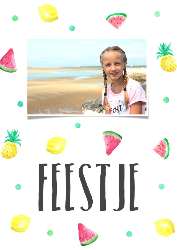 Kinderfeestje kaartje zomerfruit - Kinderfeestjes Kinderfeestjes - Kinderfeestje kaartje zomerfruit