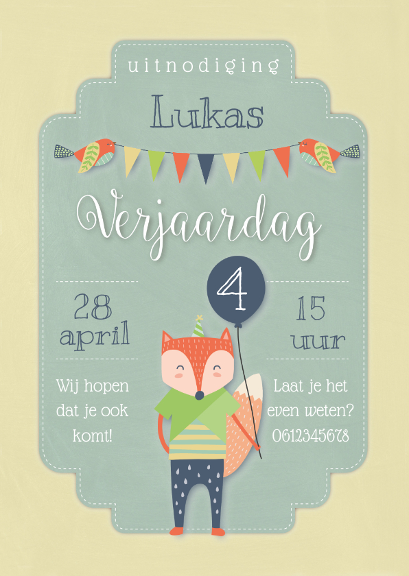 Kinderfeestje kleine vos met ballon - Kinderfeestjes Kinderfeestjes - Kinderfeestje kleine vos met ballon