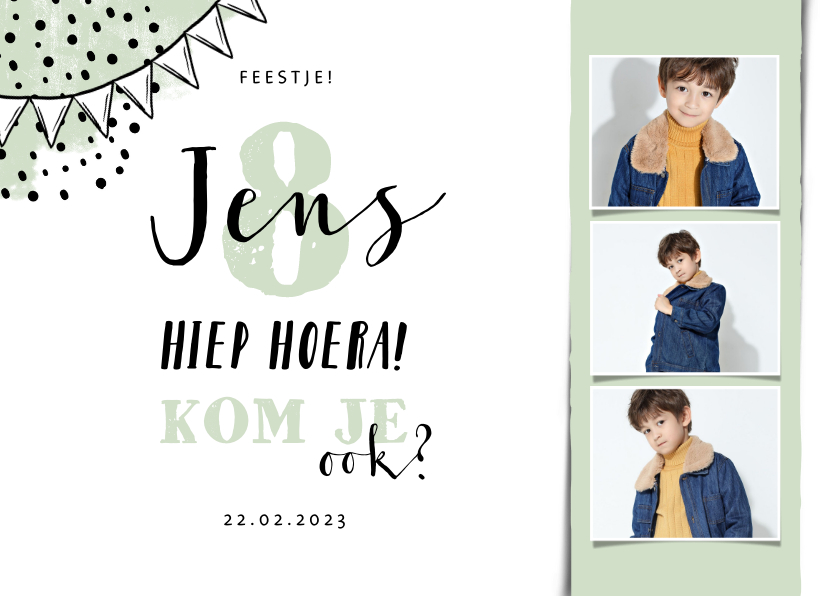 Kinderfeestje liggend fotostrip met vlaggen en confetti - Kinderfeestjes Kinderfeestjes - Kinderfeestje liggend fotostrip met vlaggen en confetti