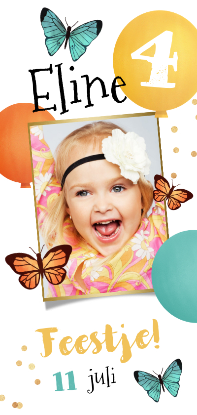 Kinderfeestjes - Kinderfeestje meisje ballonnen vlinders confetti foto