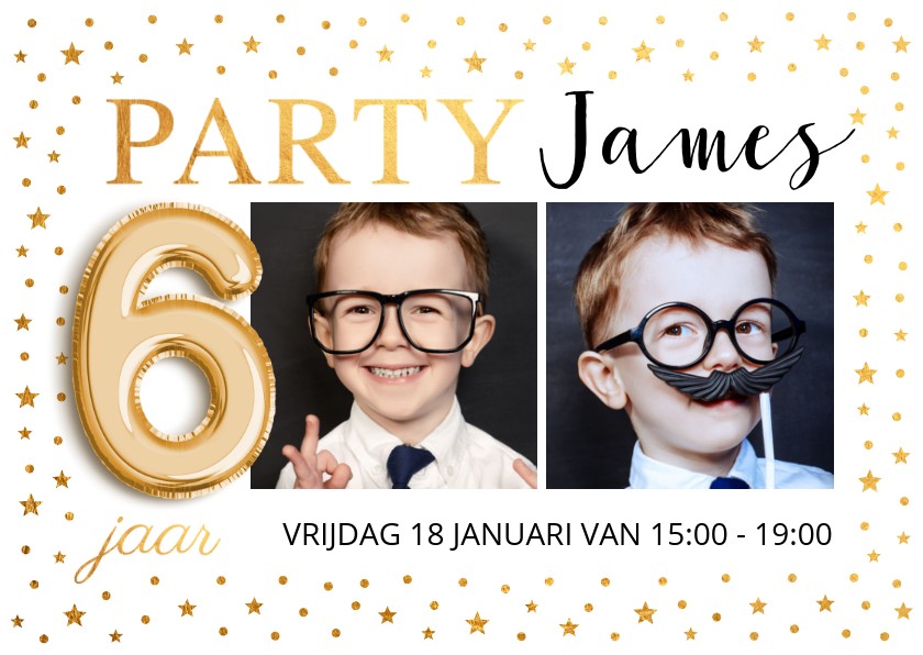 Kinderfeestje met foto goud confetti - Kinderfeestjes Kinderfeestjes - Kinderfeestje met foto goud confetti