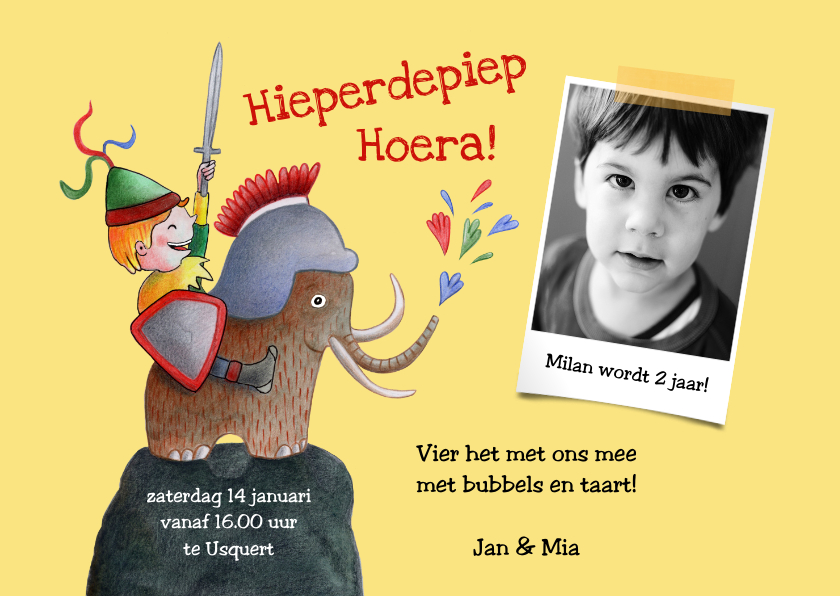 Kinderfeestjes - Kinderfeestje met ridder op mammoet