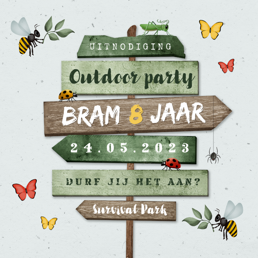 Kinderfeestje outdoor insecten wegwijzers jungle - Kinderfeestjes Kinderfeestjes - Kinderfeestje outdoor insecten wegwijzers jungle