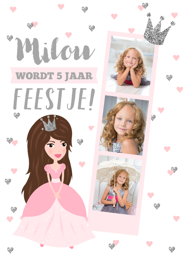 Kinderfeestjes - Kinderfeestje prinses fotostrip hartjes