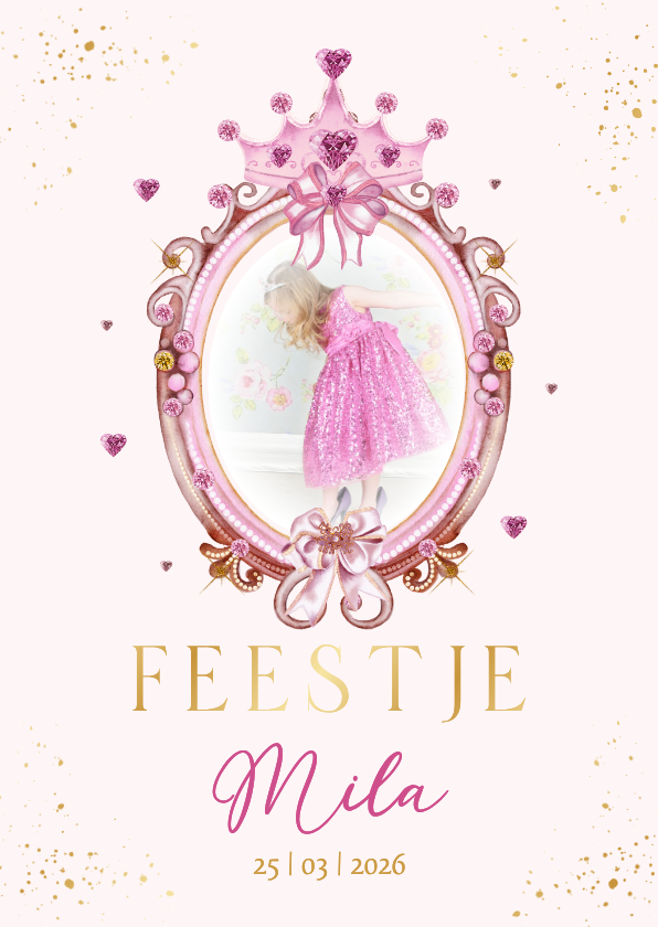 Kinderfeestjes - Kinderfeestje prinsessenthema spiegel met juwelen