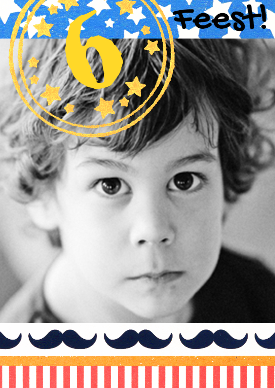 Kinderfeestje snor fotokaart - Kinderfeestjes Kinderfeestjes - Kinderfeestje snor fotokaart