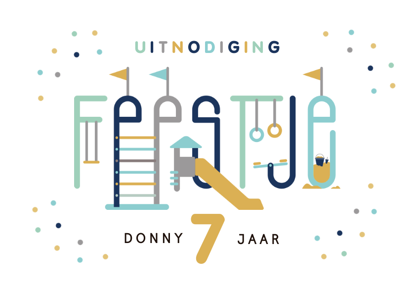 Kinderfeestje speeltuin typografisch uitnodiging jongen - Kinderfeestjes Kinderfeestjes - Kinderfeestje speeltuin typografisch uitnodiging jongen