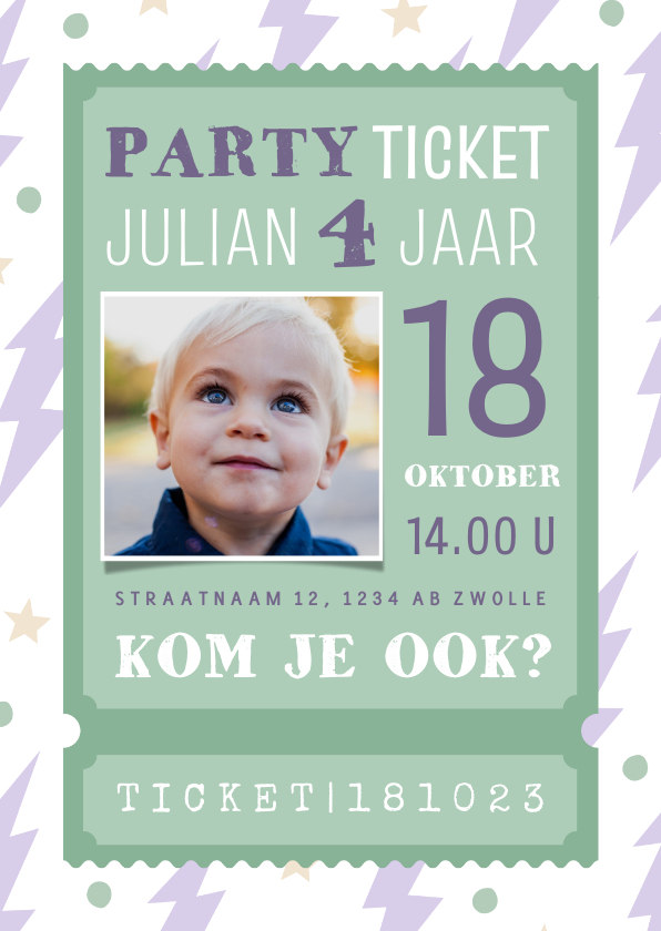 Kinderfeestjes - Kinderfeestje ticket met bliksem