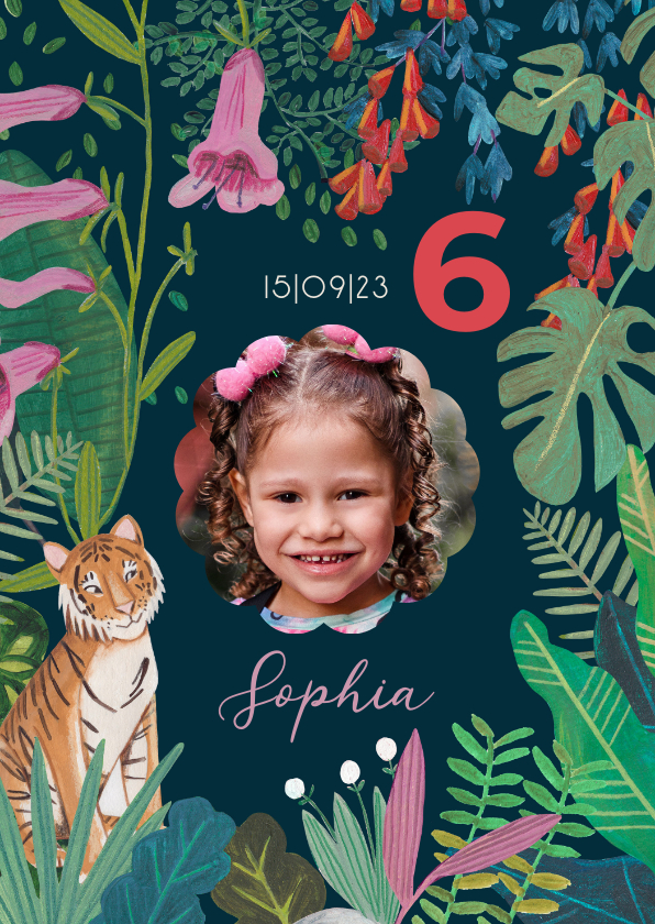 Kinderfeestjes - Kinderfeestje tropische jungle met tijger en bloemen