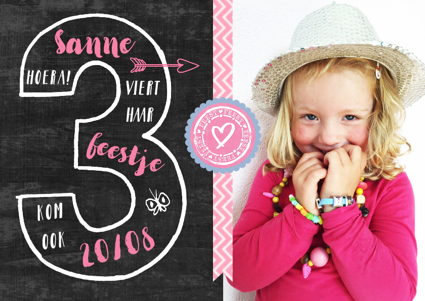 Kinderfeestje uitnodiging 3 jaar meisje - Kinderfeestjes Kinderfeestjes - Kinderfeestje uitnodiging 3 jaar meisje