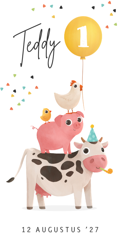 Kinderfeestje uitnodiging boerderijdieren feestje confetti - Kinderfeestjes Kinderfeestjes - Kinderfeestje uitnodiging boerderijdieren feestje confetti