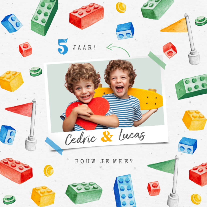 Kinderfeestje uitnodiging bouwen activiteit lego - Kinderfeestjes Kinderfeestjes - Kinderfeestje uitnodiging bouwen activiteit lego