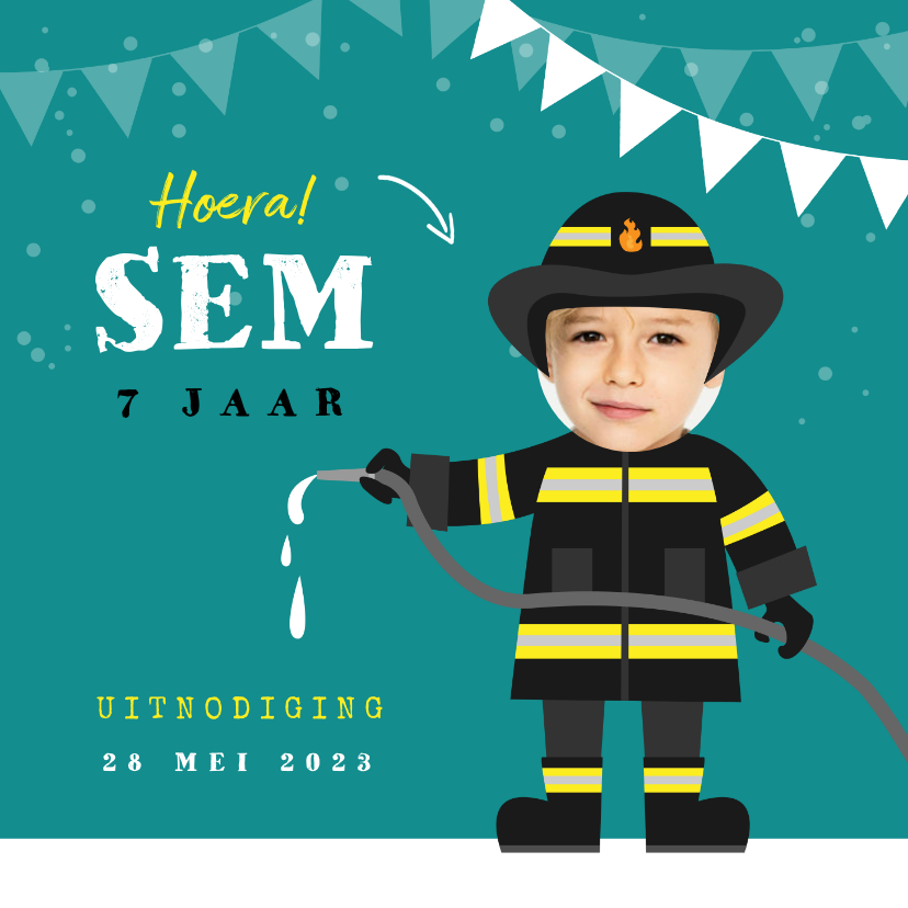 Kinderfeestje uitnodiging brandweer brandweerman foto - Kinderfeestjes Kinderfeestjes - Kinderfeestje uitnodiging brandweer brandweerman foto